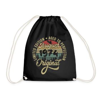 August 1974 Birthday Gift August 1974 August - Drawstring Bag - black - Front