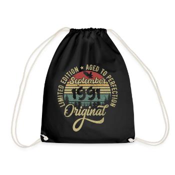 34th birthday September 1991 - 34 years old - Drawstring Bag - black - Front