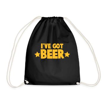 I've got beer! with stars - Drawstring Bag - black - Front