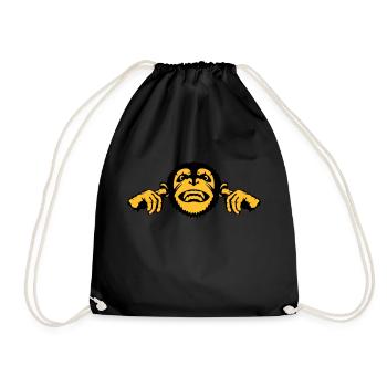 chimpanzee monkey monkey finger ear - Drawstring Bag - black - Front