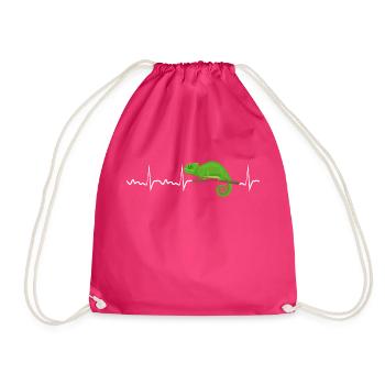 leon reptile lizard - Drawstring Bag - fuchsia - Front