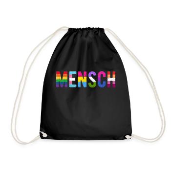 Human LGBT LGBTQ Flag Rainbow Gay Pride - Drawstring Bag - black - Front