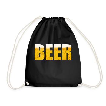 beer tshirt design drinking - Drawstring Bag - black - Front