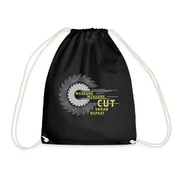 Measure Cut Swear Repeat Carpenter - Drawstring Bag - black - Front