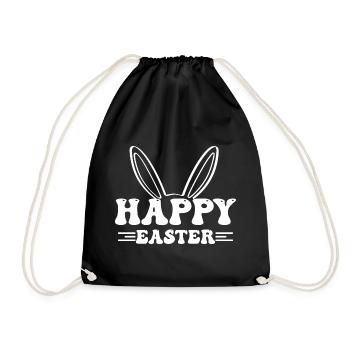 Joyeuses Pâques - Oreilles de lapin de Pâques - Sac de sport léger - noir - Devant