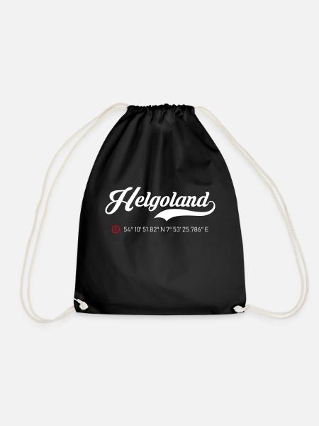 Insel Helgoland Koordinaten roter Anker - Turnbeutel - Schwarz