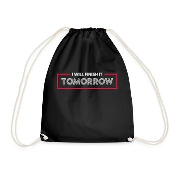 Drôle de design « Je le terminerai demain » - Sac de sport léger - noir - Devant