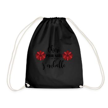 cheri pour noel c'est toi que j'emballe - Sac de sport léger - noir - Devant