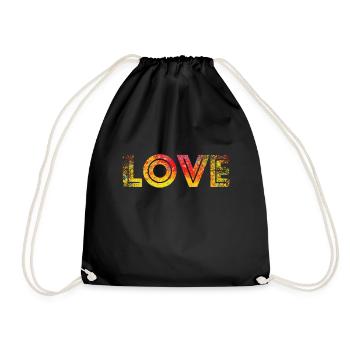 LOVE red yellow speckled - Turnbeutel - Schwarz - Vorne