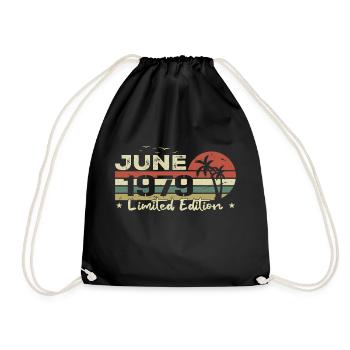 June 45th Anniversary Vintage Born 1979 Vibe - Drawstring Bag - black - Front