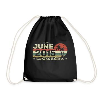 June 9th Anniversary Born 2015 Vibe - Drawstring Bag - black - Front
