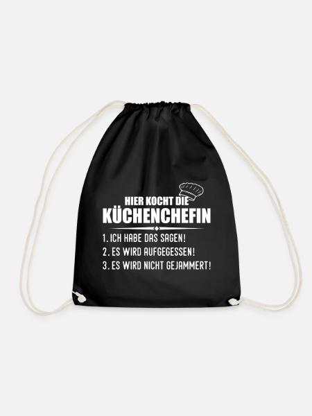 Kochen Lustiges Köchin Küchenchefin Geschenk - Turnbeutel - Schwarz