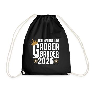 Ich werde Großer Bruder 2026 Schwangerschaft  - Turnbeutel - Schwarz - Vorne