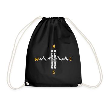 Funny - Skiing wind direction - Drawstring Bag - black - Front