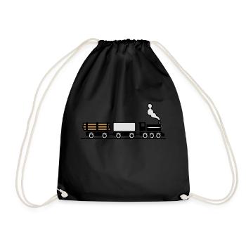 dampflok railroad toy freight train - Drawstring Bag - black - Front