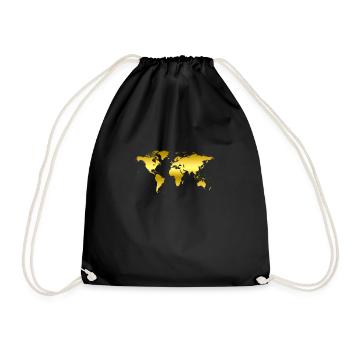 World map in gold - Drawstring Bag - black - Front