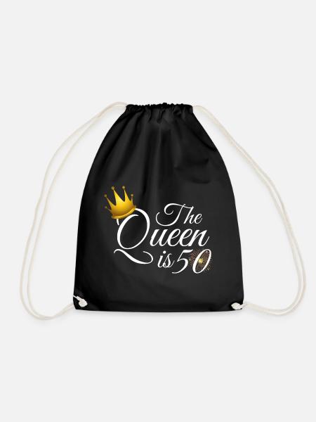 50. Geburtstag Frauen Geschenke, die Königin ist 50 - Turnbeutel - Schwarz