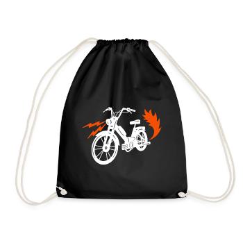 Mofa Moped Mofafahrer Mopedfahrer Zweirad - Turnbeutel - Schwarz - Vorne