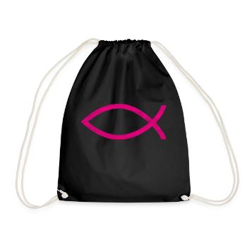 jesus fisch pink - Turnbeutel - Schwarz - Vorne