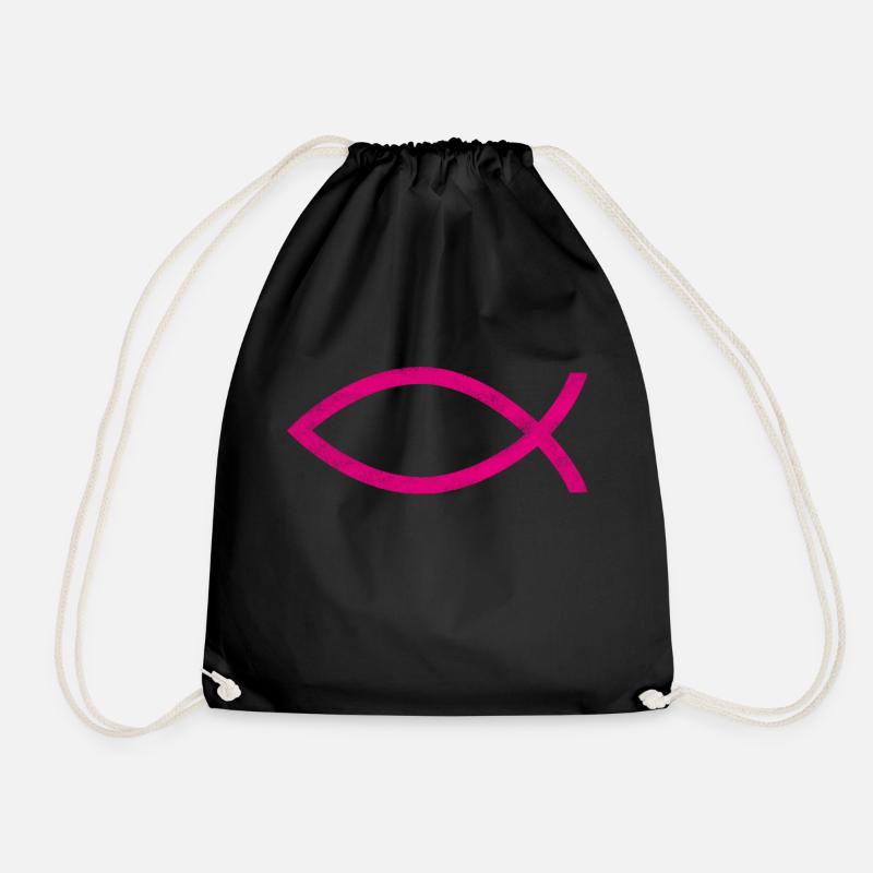 jesus fisch pink - Turnbeutel - Schwarz