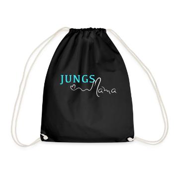Jungs Mama Schriftzug Handlettering Modern weiß - Turnbeutel - Schwarz - Vorne