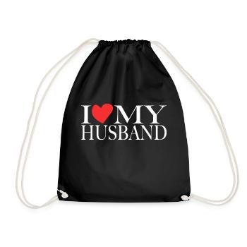 I love my husband - Drawstring Bag - black - Front