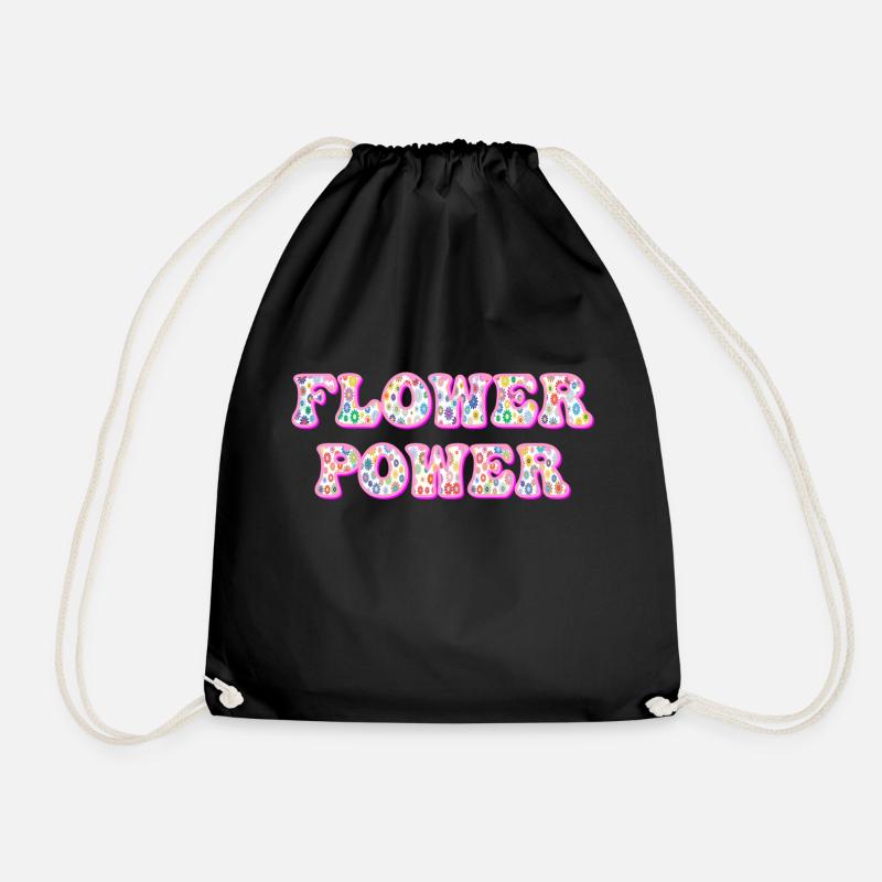 FLOWER POWER - Drawstring Bag - black