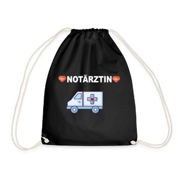 Notärztin Notarzt Rettungsdienst Sanitäter - Turnbeutel - Schwarz - Vorne