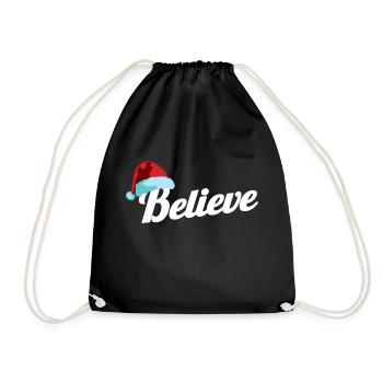 Chapeau de Père Noël Croyez au cadeau de fête de Noël - Sac de sport léger - noir - Devant