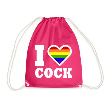 I love cock - Drawstring Bag - fuchsia - Front