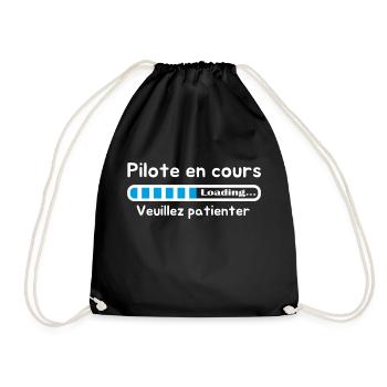 pilote en cours veuillez patienter humour design - Sac de sport léger - noir - Devant
