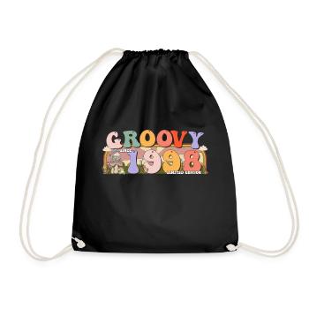 Groovy Since 1998 Retro Hippie 25th Birthday - Drawstring Bag - black - Front