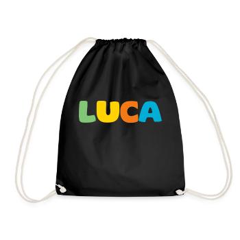 Name - Luca - Turnbeutel - Schwarz - Vorne
