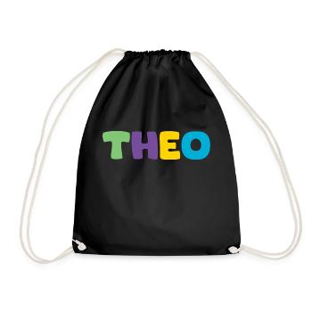 Name - Theo - Drawstring Bag - black - Front