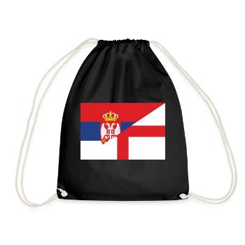 Flag of Serbia England - Drawstring Bag - black - Front