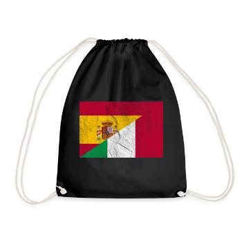 Vintage Spanien Italien Flagge - Turnbeutel - Schwarz - Vorne