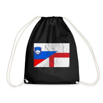 Vintage Slovenia England Flag - Drawstring Bag - black - Front
