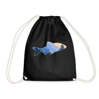 Angler Fische Fisch Naturliebhaber Wald - Turnbeutel - Schwarz - Vorne