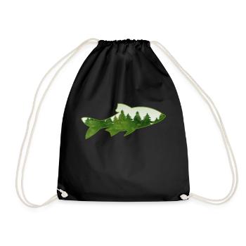 Angler Angler Fish Forest Nature - Drawstring Bag - black - Front