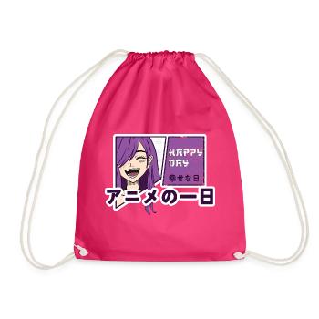 Happy day with anime - Drawstring Bag - fuchsia - Front