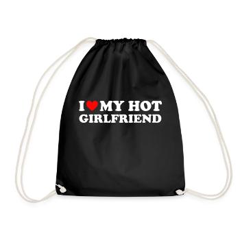 I Love My Hot GF Girl Boy Couple Valentine's Day - Drawstring Bag - black - Front