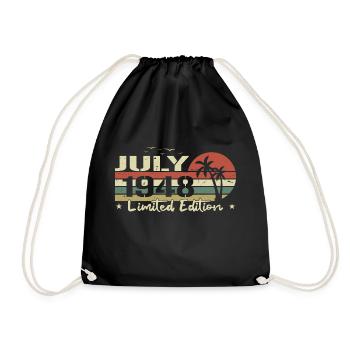 July 76th Anniversary Born 1948 Vibe Vintage - Drawstring Bag - black - Front