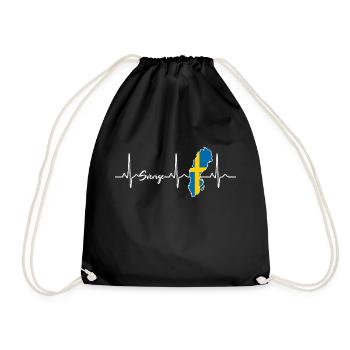 Suède Sverige Battement de coeur Scandinavie - Sac de sport léger - noir - Devant