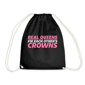 Real Queens Fix Each Other's Crowns 4 - Drawstring Bag - black - Front