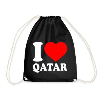 I love qatar - Drawstring Bag - black - Front