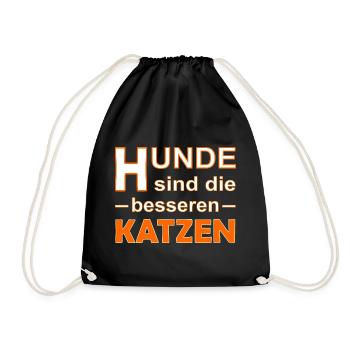 Hunde sind die besseren Katzen / Hundeliebhaber - Turnbeutel - Schwarz - Vorne