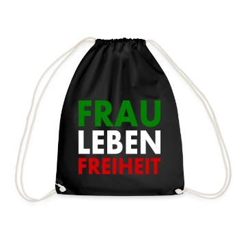Frau leben freiheit - Turnbeutel - Schwarz - Vorne