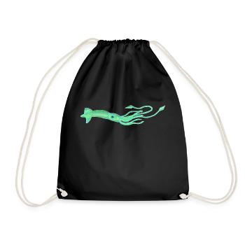 Tintenfisch 🦑 Octopus - Turnbeutel - Schwarz - Vorne