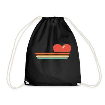 Retro Pixel Heart Game Assets 8bit Gamers - Drawstring Bag - black - Front