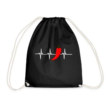 chilli heartbeat - Drawstring Bag - black - Front